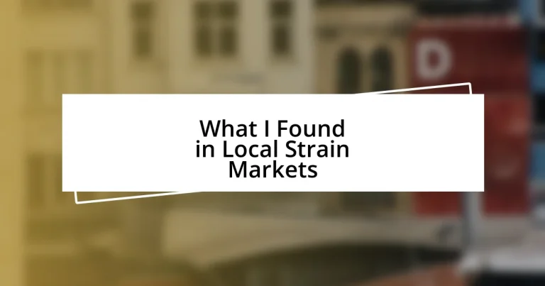 What I Found in Local Strain Markets