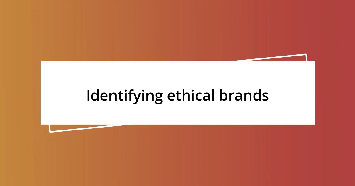 Identifying ethical brands